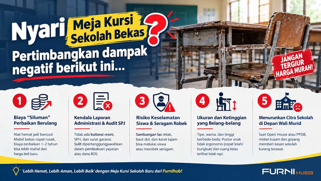 Nyari Meja Kursi Sekolah Bekas? Pertimbangkan Dampak Negatif Berikut Ini