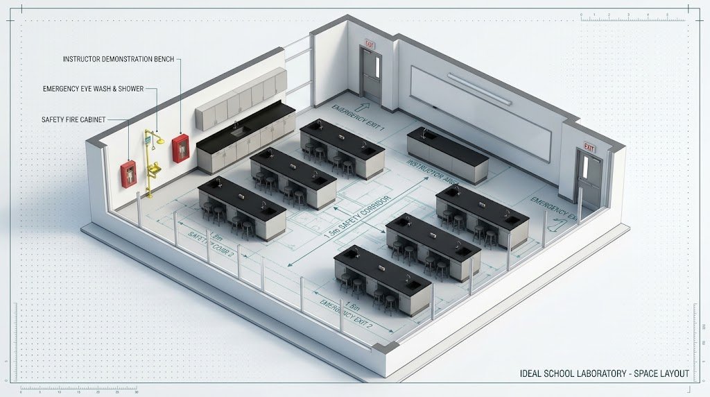 Contoh layout laboratorium sekolah yang ideal beserta ukurannya