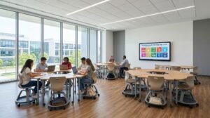 furnitur sekolah internasional meja kursi active learning kolaboratif